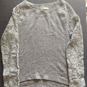 Abercrombie and Fitch sparkly gray knit lace top